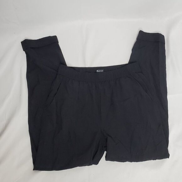 MADEWELL black elastic waist cuffed track lightweight trousers XS F5714 - Picture 2 of 13